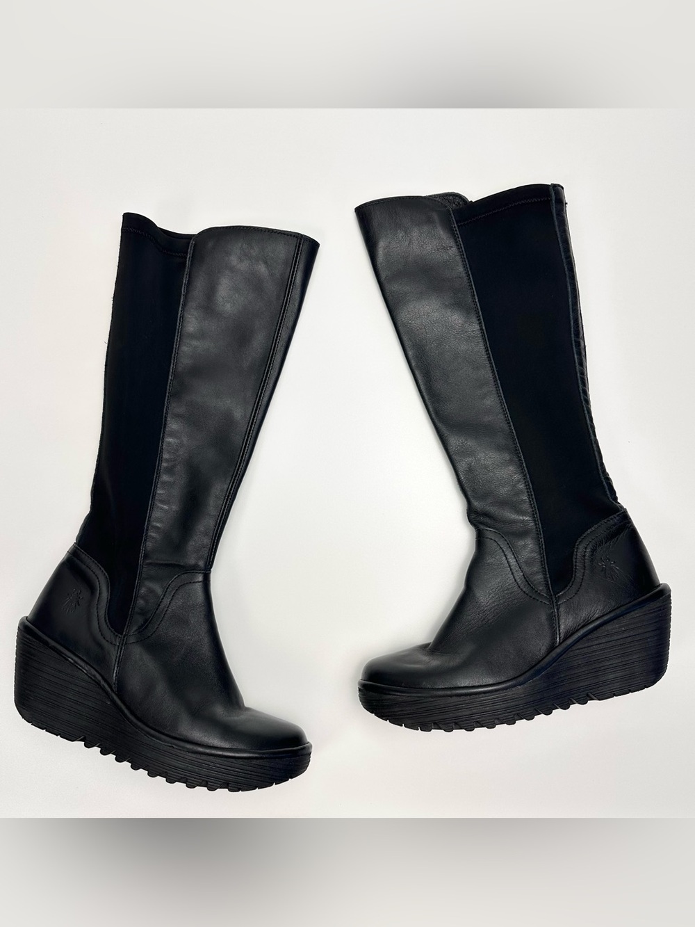 Fly London Yeve Knee High Leather Wedge Boots - Picture 2 of 11